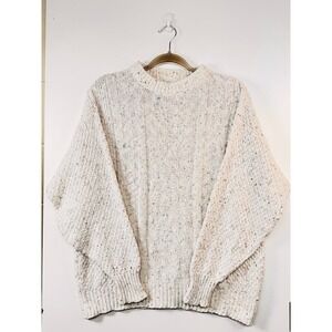 VTG Isle of Cotton Cream Confetti Knit Sweater USA XL Unisex 100%Cotton Crewneck